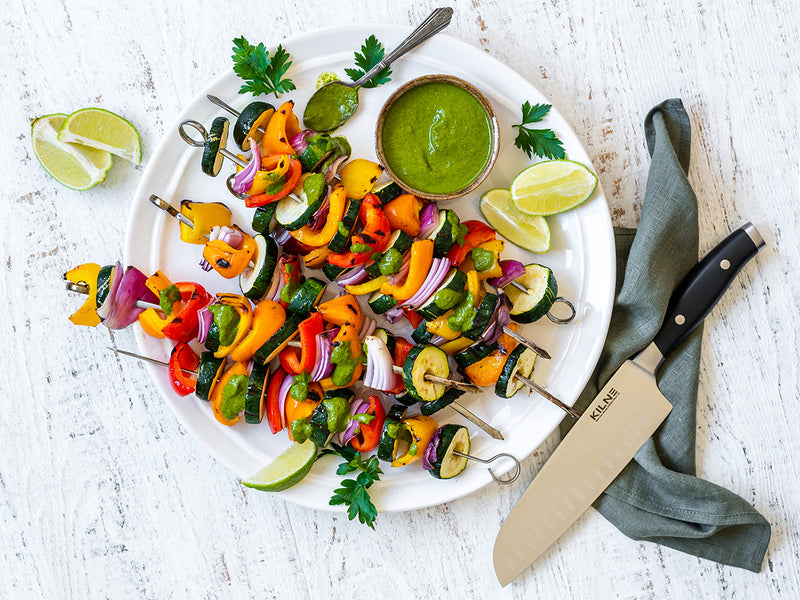Colourful Veggie Skewers with Garlic - Herb Sauce